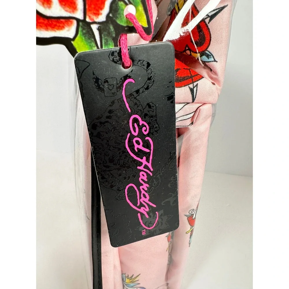 Ed Hardy Sheet Set Queen 6 Piece Pink New Tattoo Print Tiger Rose Heart Dagger